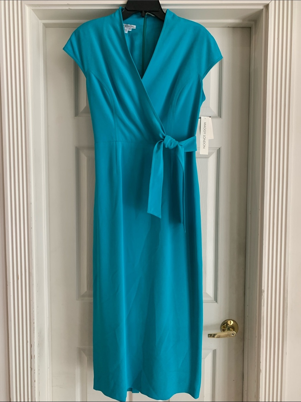 Maggy London Teal Wrap-Front Midi Dress